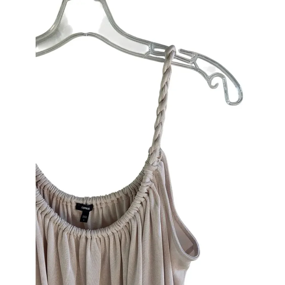 NEW Express Knit Camisole L Braided Straps Beige